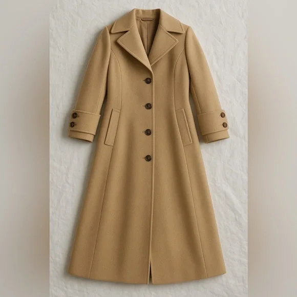 Capolavoro Loro Piana fabric Women'sVIGIN WOOL COAT CAMEL SZ -IT44 8US - Picture 2 of 12